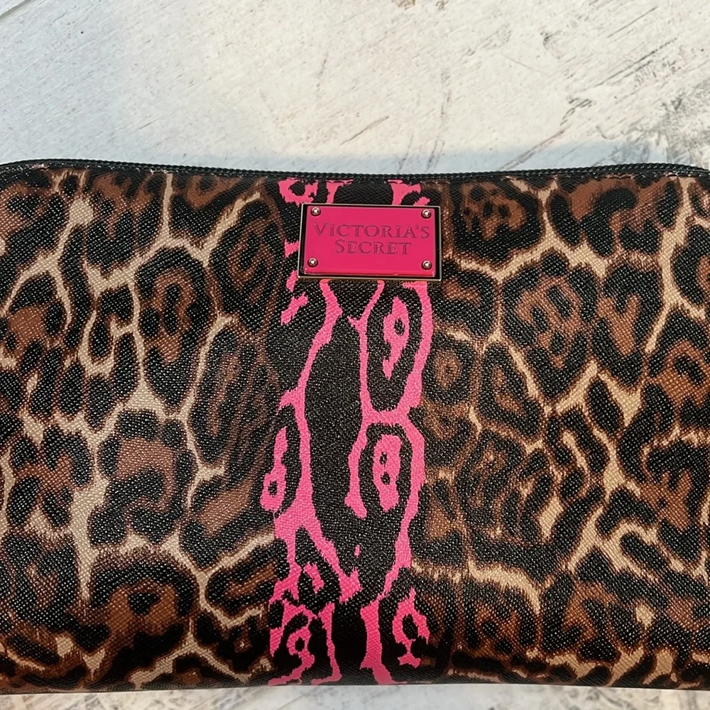 Victoria's Secret Leopard Print and Pink Cosmetic Bag